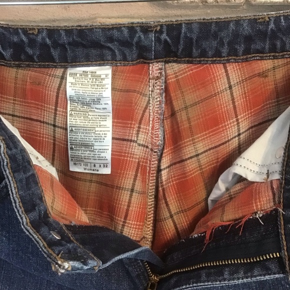 CARHARTT Women's Relaxed Fit Straight Leg Red Plaid Flannel Lined Jeans 8 - Picture 7 of 8